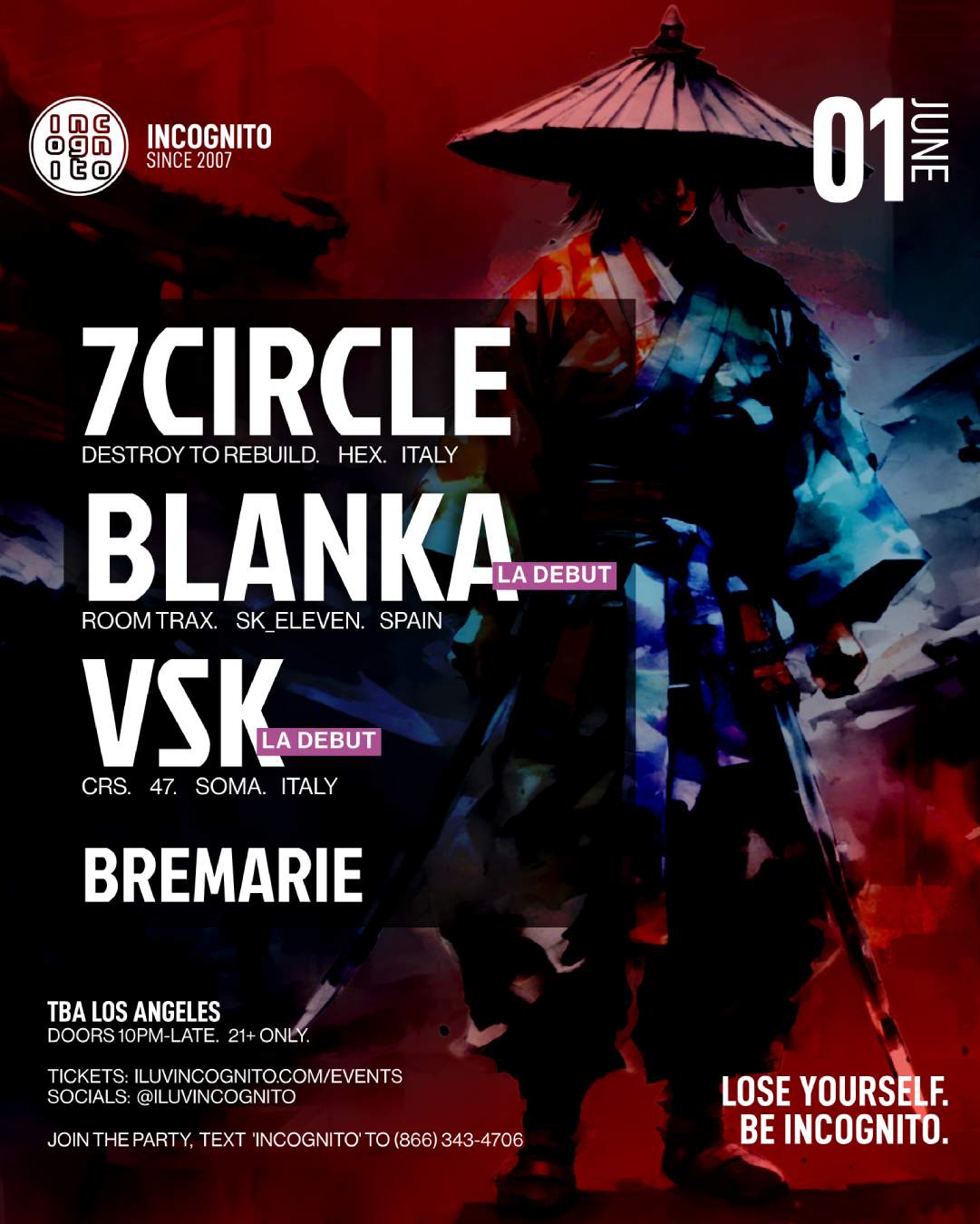 INCOGNITO presents 7CIRCLE plus the West Coast debut of BLANKA and VSK - フライヤー表