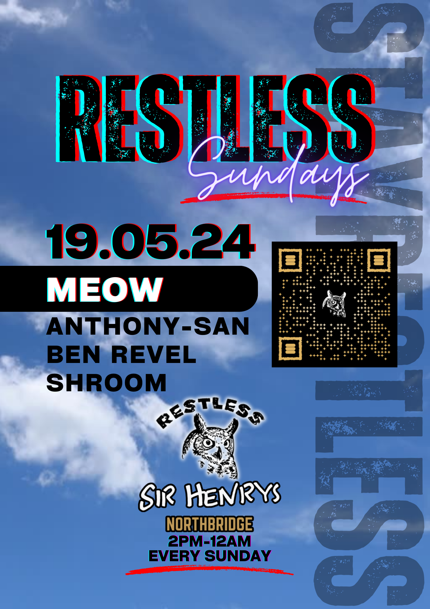 RS11: Restless Sundays feat. Meow - フライヤー表