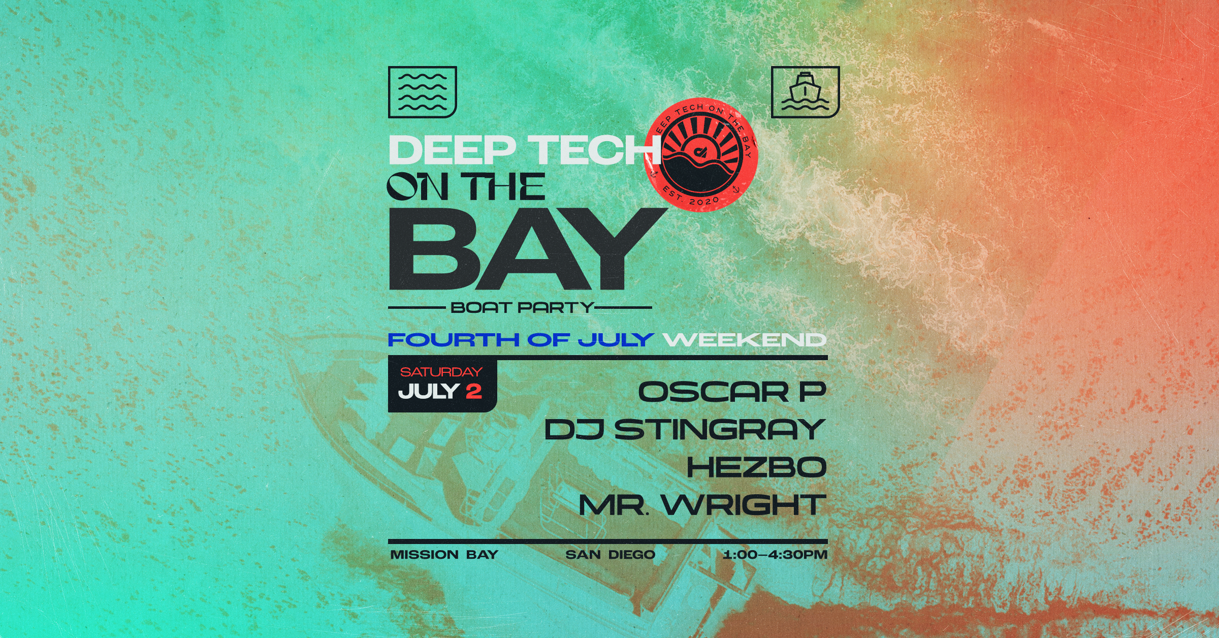 Deep Tech on the Bay 7: Oscar P, DJ Stingray, Hezbo, Mr. Wright - フライヤー表