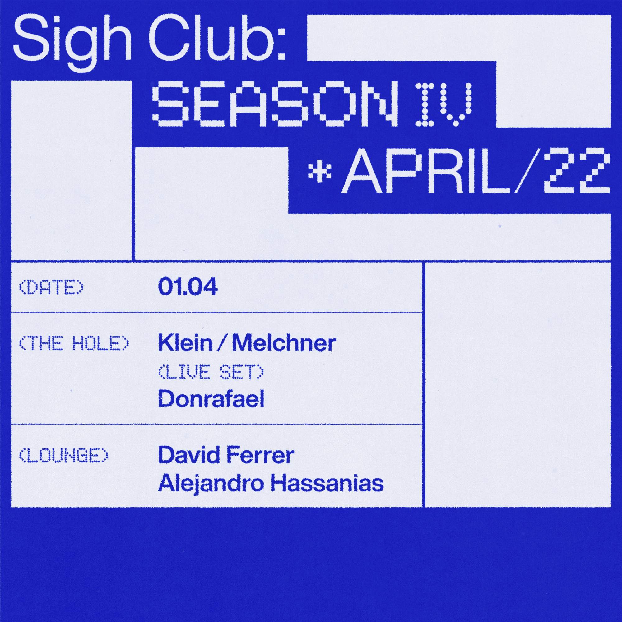 Sigh Club: Klein / Melchner (live), donRafael, David Ferrer, Alejandro Hassanias - Página frontal