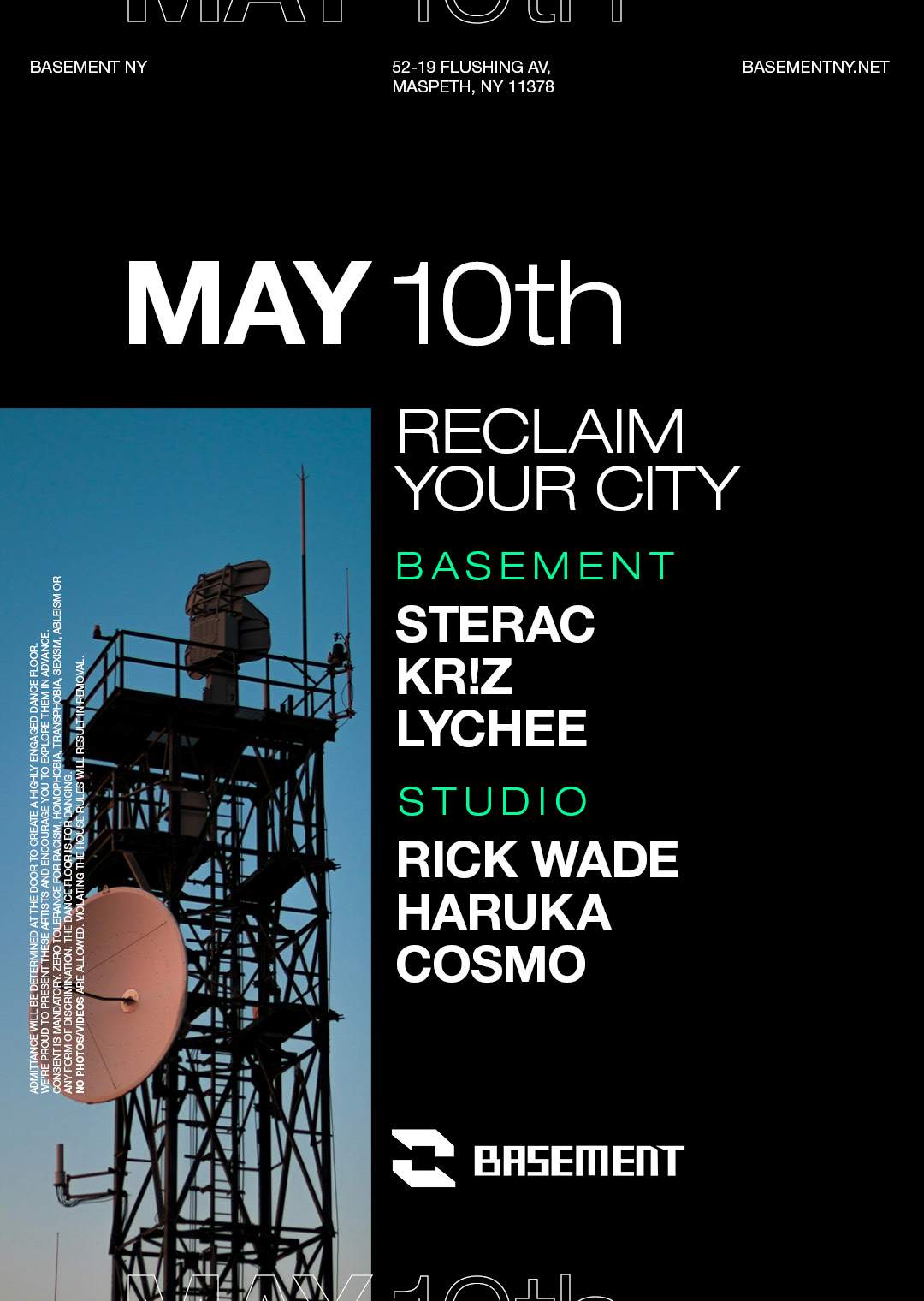 Reclaim Your City: STERAC / Kr!z / Lychee / Rick Wade / Haruka / Cosmo - フライヤー表