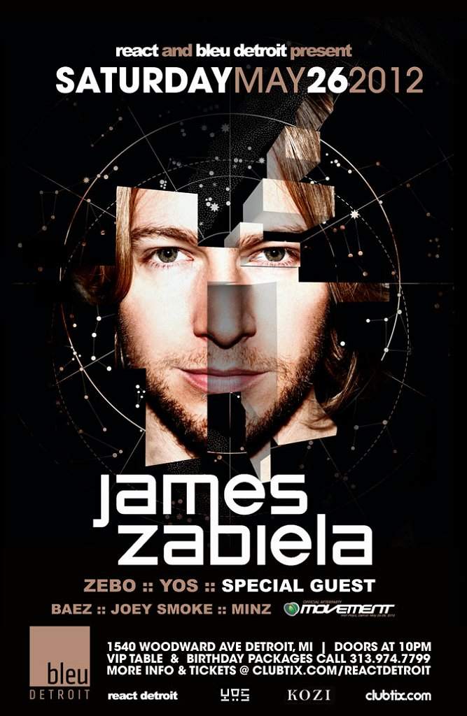 James Zabiela - Zebo - YOS - Baez: Official Movement Afterparty - Página frontal