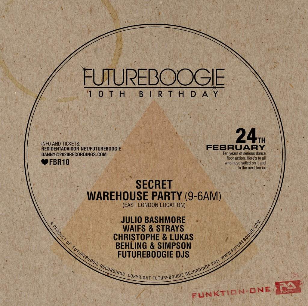 Futureboogie 10th Birthday with Julio Bashmore, Waifs and Strays And More - Página frontal
