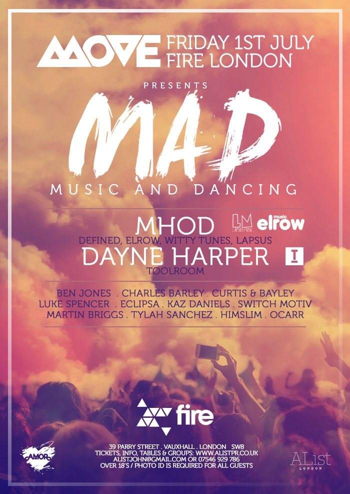 Move M.A.D FT.Mhod (Elrow) Dayne Harper (Toolroom) Plus Early Boat - フライヤー表