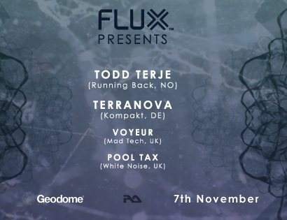 Flux with Terranova, Jay Shepheard, Krystal Klear & Voyeur - Página frontal