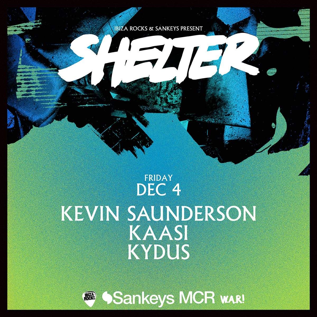 Shelter - Kevin Saunderson, Kydus, Crack the Whip TBA - フライヤー表