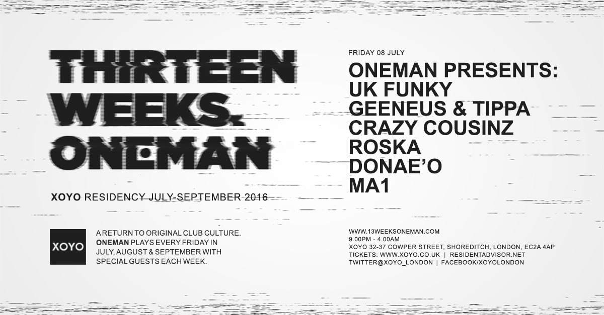 Oneman presents UK Funky: Geeneus + Roska + Donae'o + Crazy Cousinz - フライヤー表