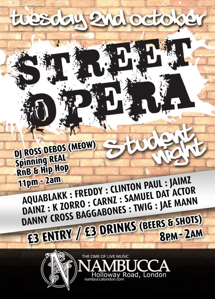 Street Opera Student Nights - フライヤー表
