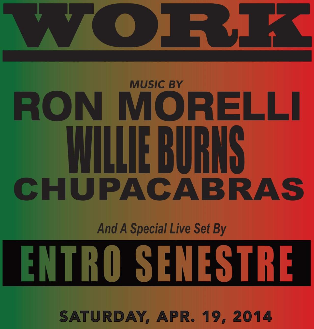 Work with Ron Morelli, Chupacabras, Willie Burns and Entro Senestre - Página frontal