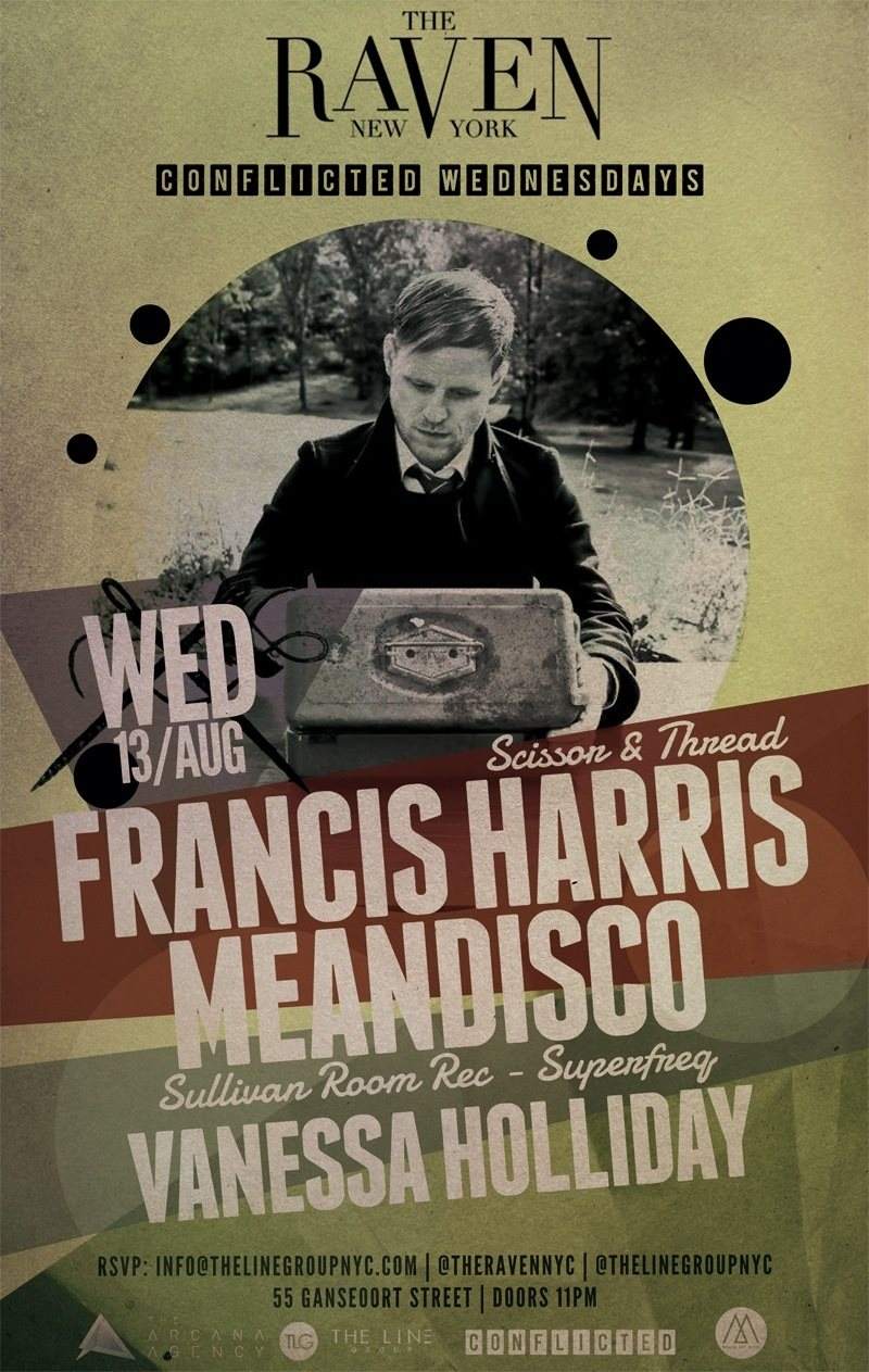 Conflicted Wednesdays: Francis Harris, Meandisco & Vanessa Holliday - フライヤー表