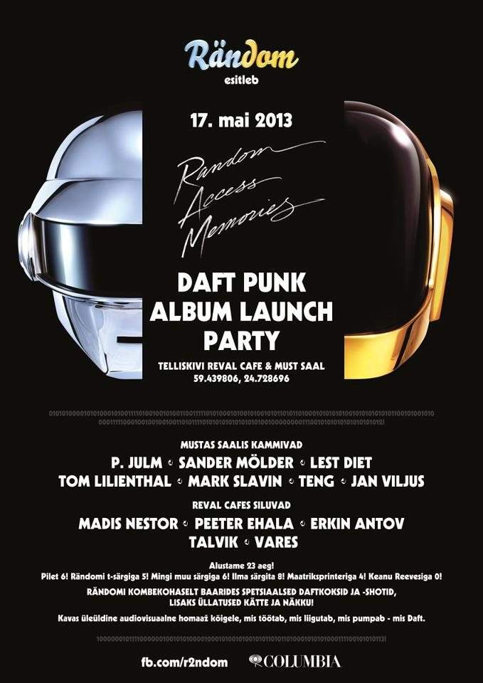 Rändom presents - Daft Punk Album Launch Party - フライヤー表
