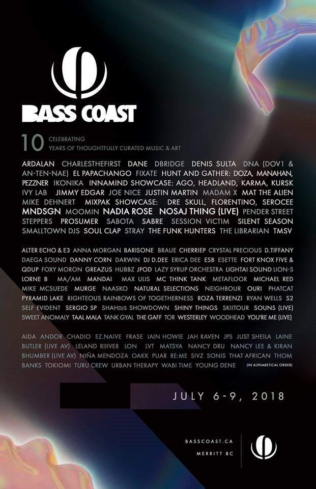 Bass Coast Festival 2018 - フライヤー表