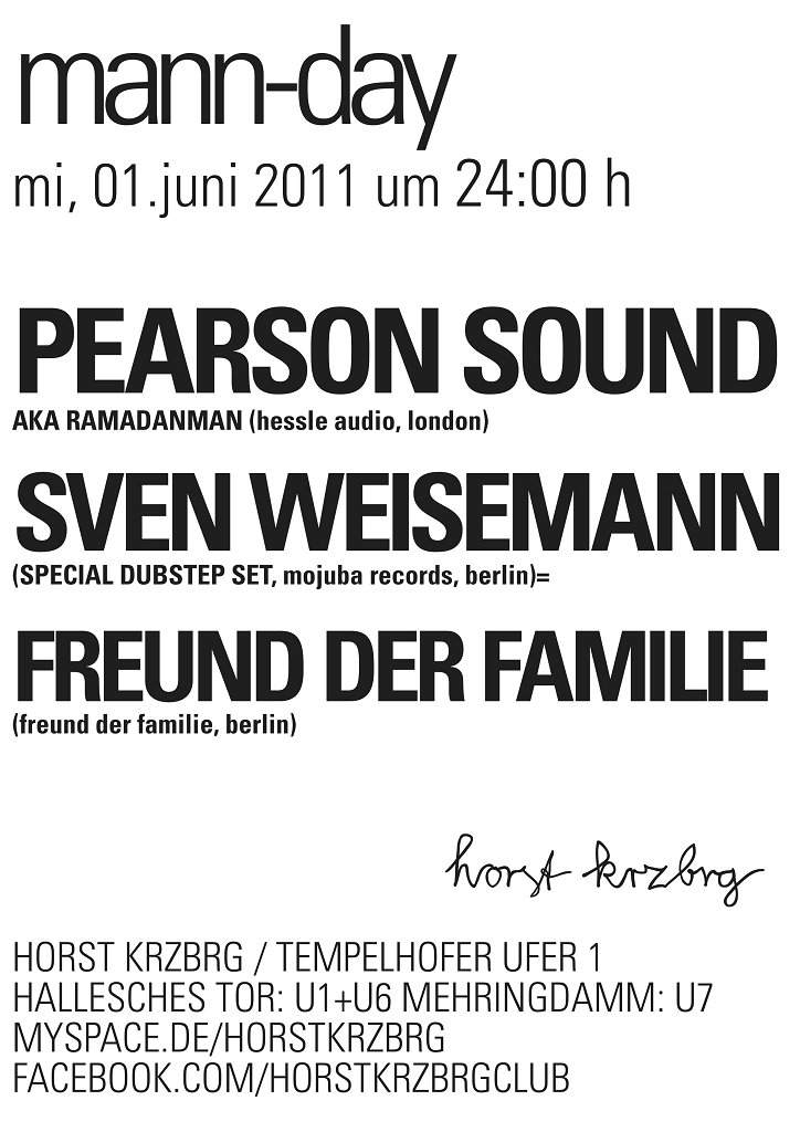 Mann-Day feat Pearson Sound & Sven Weisemann - フライヤー表