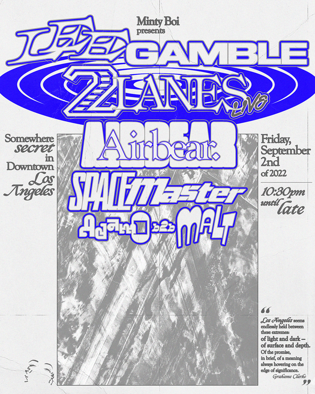 Lee Gamble, 2Lanes, Airbear  in Los Angeles [tix avail in description] - フライヤー表