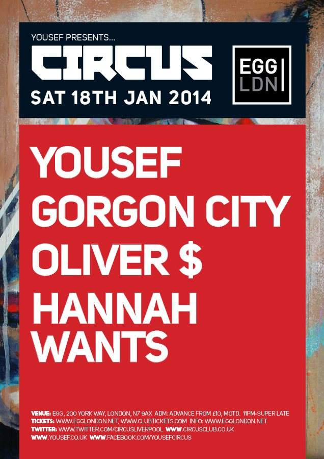 Circus: Yousef, Gorgon City, Hannah Wants, Oliver $, Neverdogs$ - Página frontal