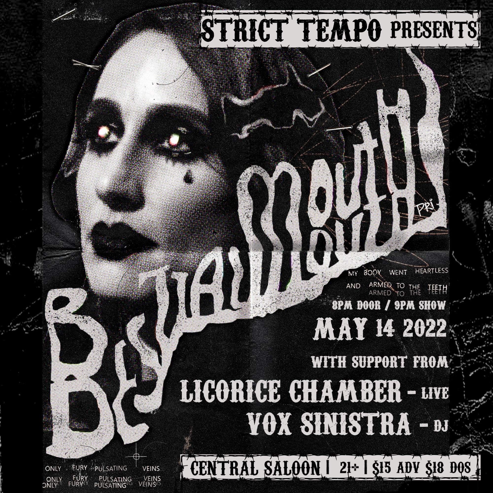 Strict Tempo presents Bestial Mouths with Licorice Chamber and Vox Sinistra - フライヤー表