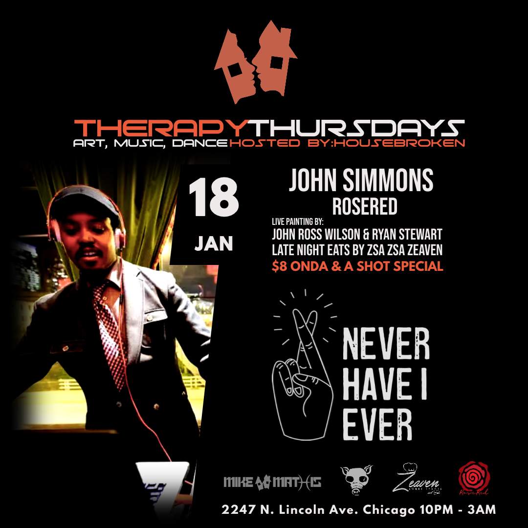 THERAPY THURSDAYS: ART, MUSIC, DANCE with John Simmons & ROSE RED - Página frontal