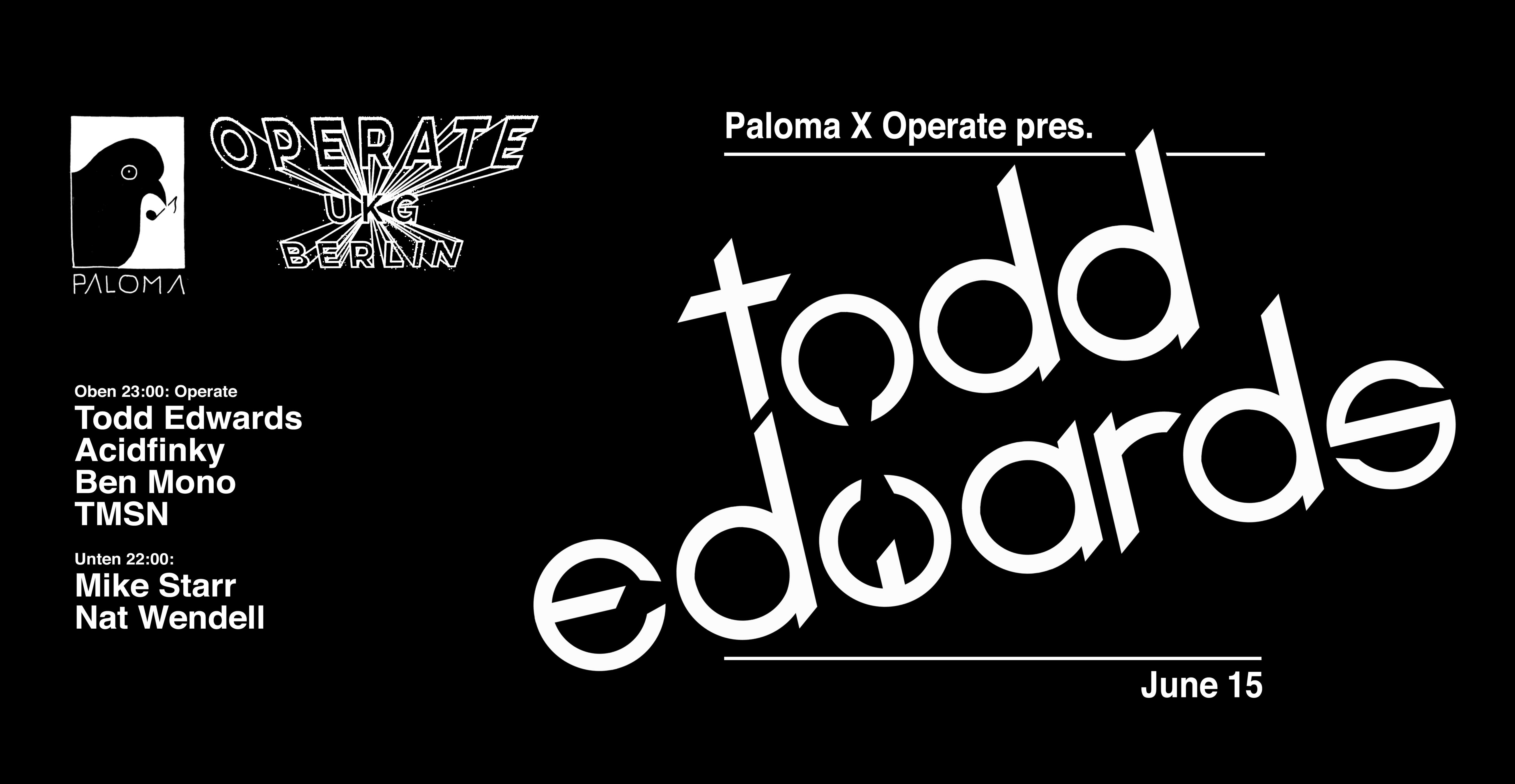 Paloma x Operate pres. Todd Edwards - フライヤー裏