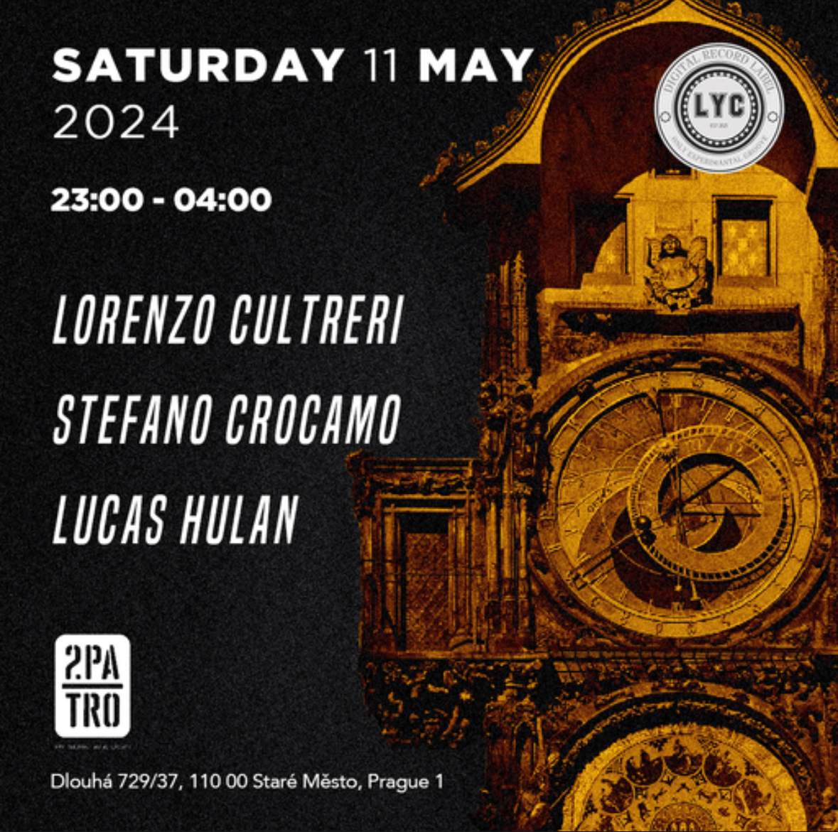 2.patro: LYC Record Label Party - Lucas Hulan x Stefano Crocamo X Lorenzo Cultreri - フライヤー表
