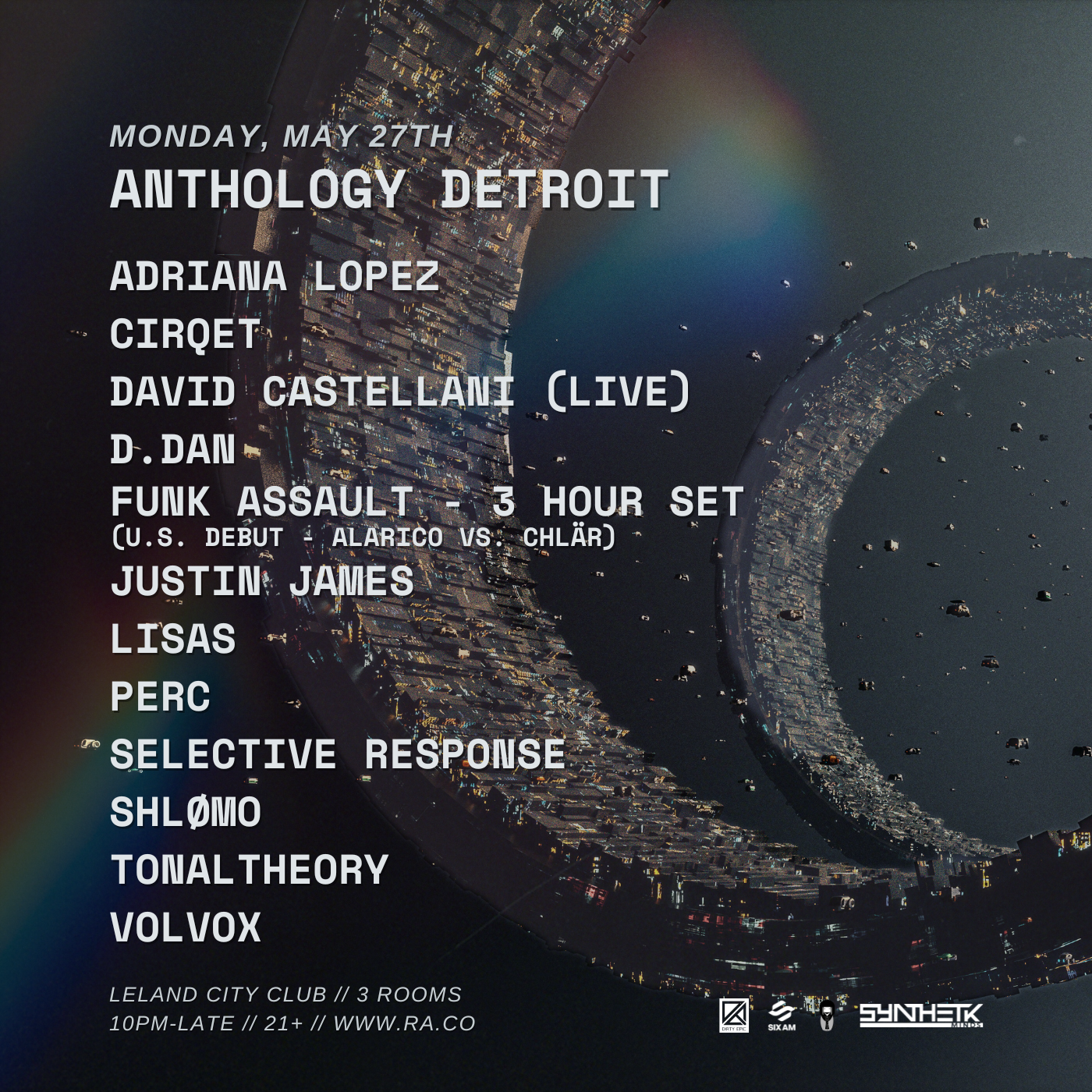 Anthology Detroit 2024: Funk Assault (3H U.S Debut), Perc, Shlømo, D.Dan, Adriana Lopez, Volvox - Página frontal