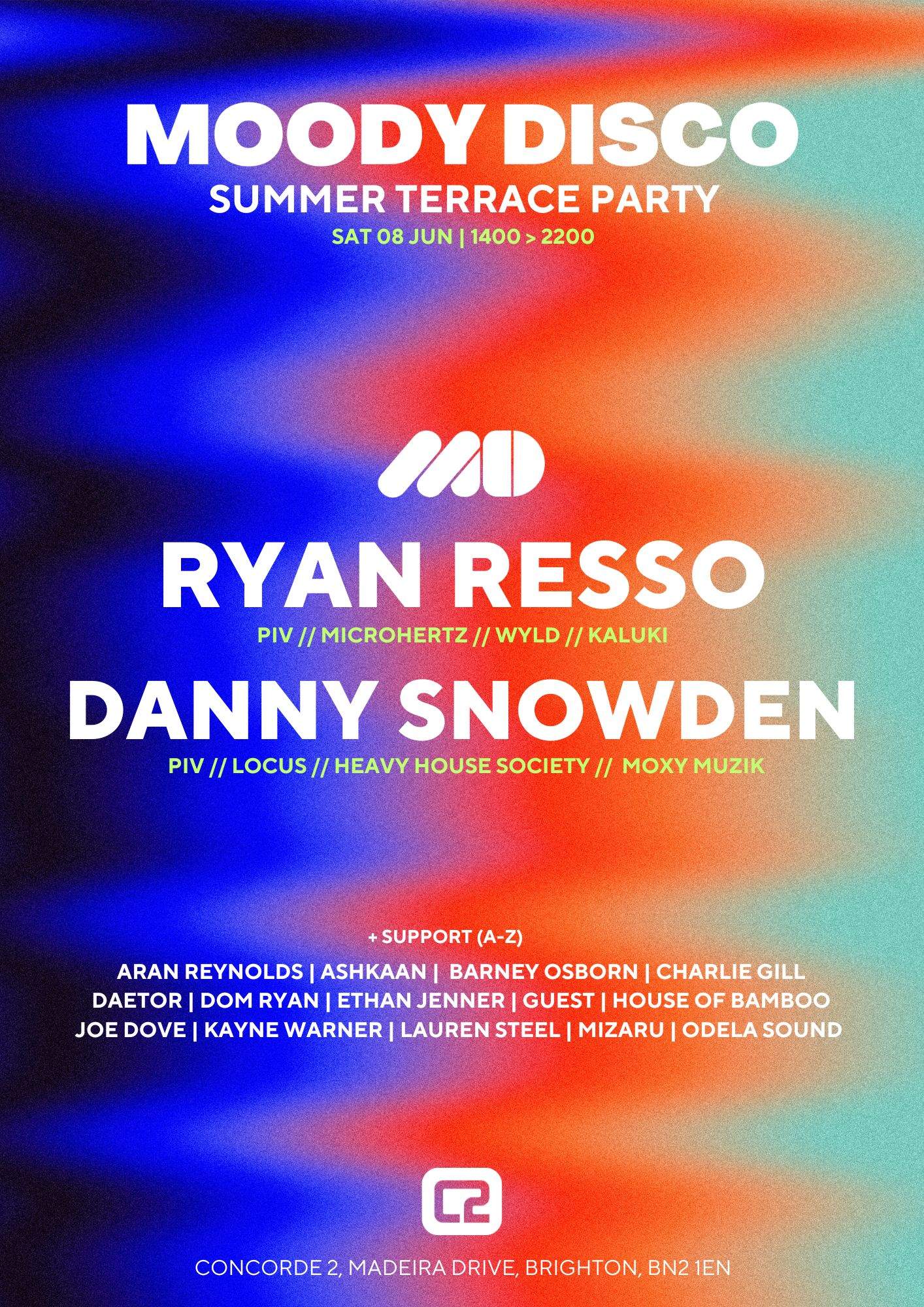 Moody Disco Summer Terrace Party: Ryan Resso + Danny Snowden - フライヤー表
