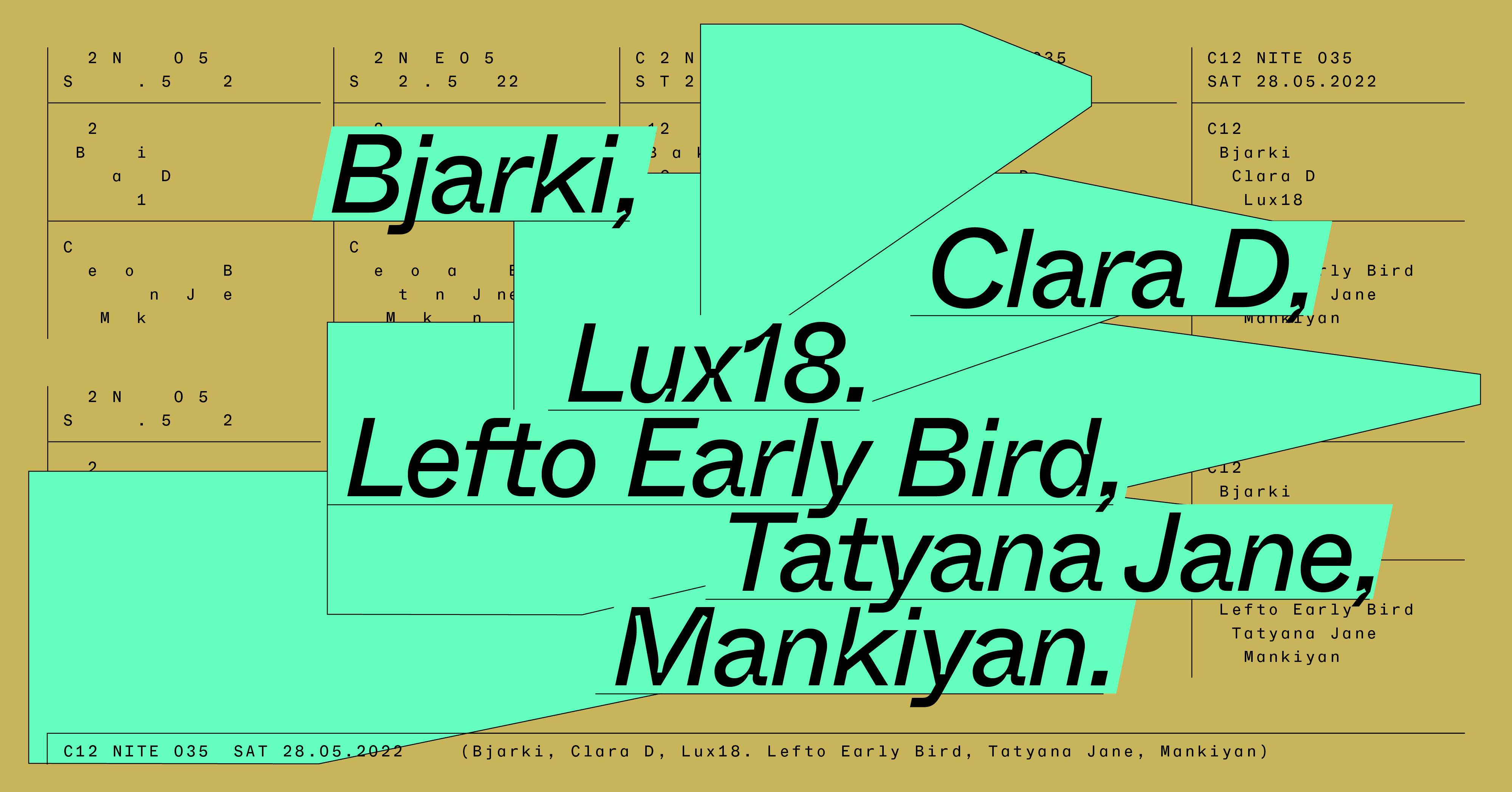 Bjarki + Clara D + Lux18 + Lefto Early Bird + Tatyana Jane + Mankiyan + Moire - Página frontal