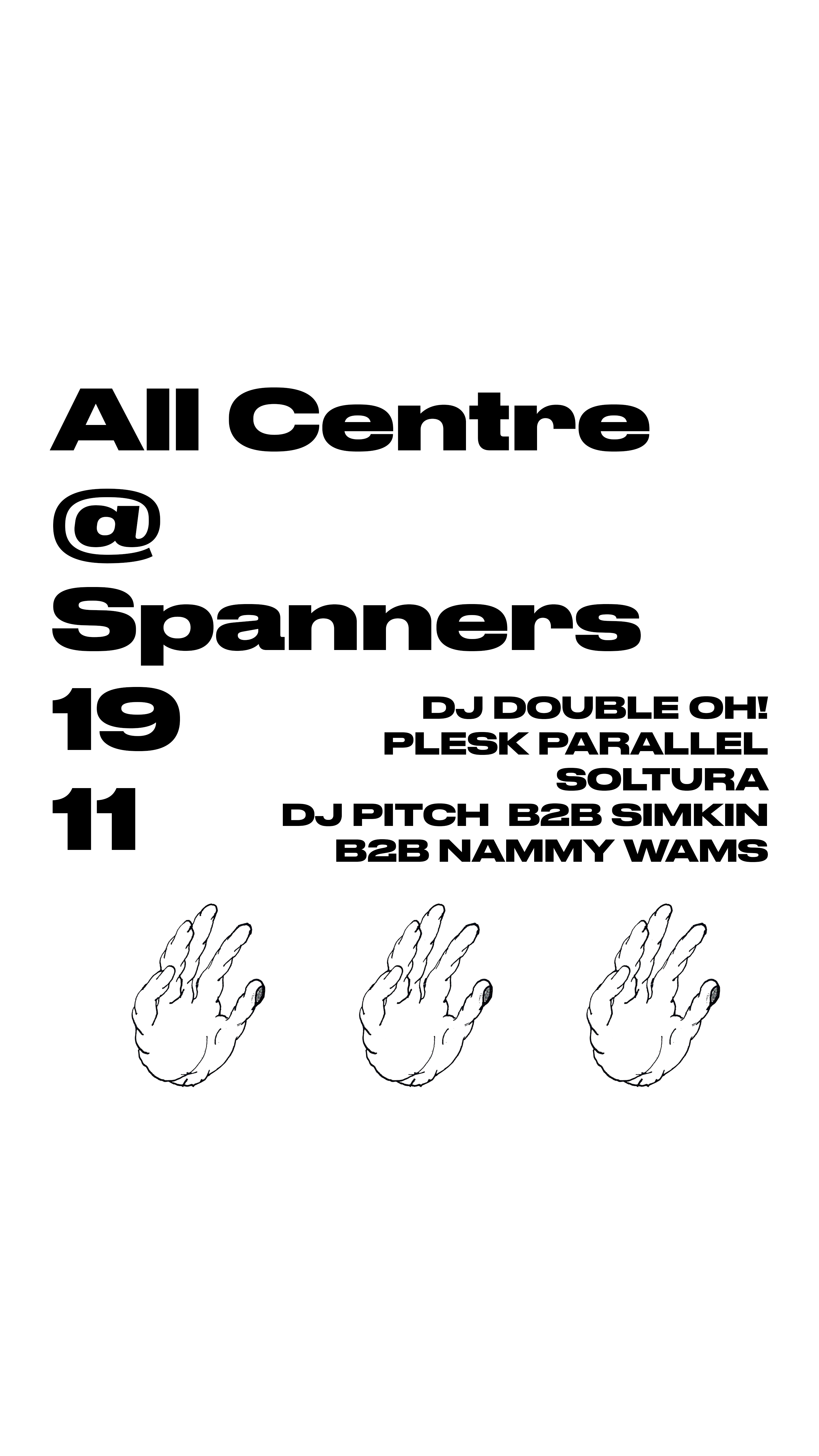 All Centre W/ DJ Double OH!, Plesk Parallel, Soltura, DJ Pitch B2B Simkin B2B Nammy Wams - フライヤー裏