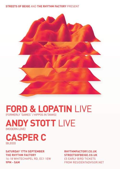 Streets Of Beige with Ford & Lopatin and Andy Stott Live - フライヤー表