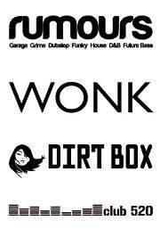 Rumours / Wonk / Dirtbox - フライヤー表