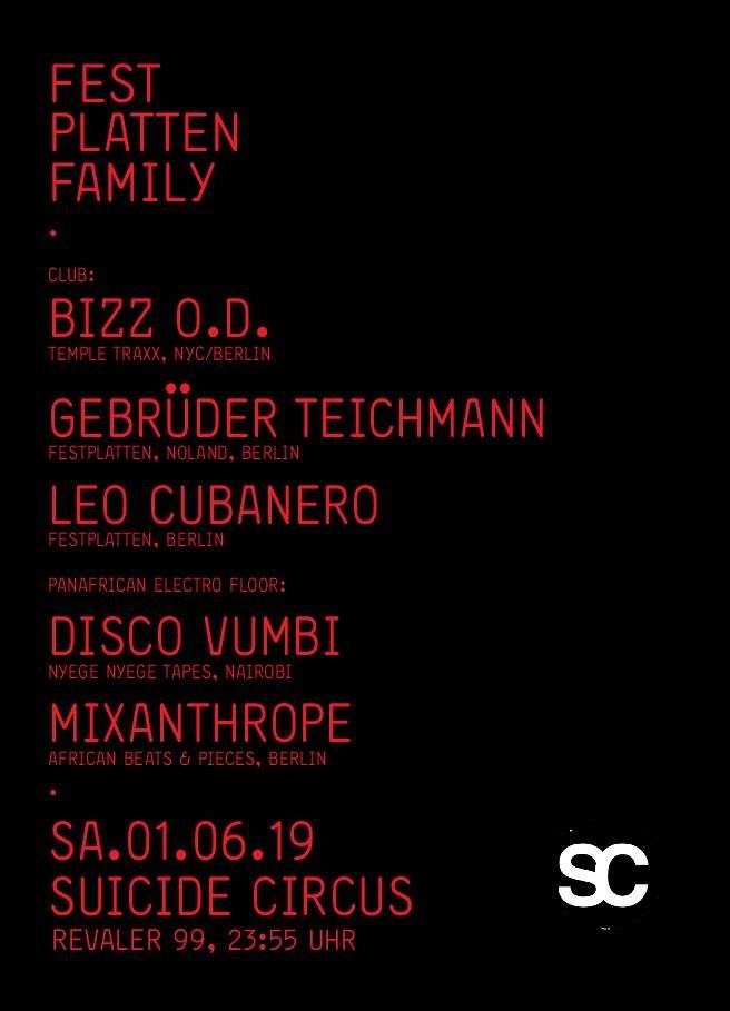 Festplatten Family with Bizz O.D., Disco Vumbi, Gebrüder Teichmann, Leo Cubanero, DJ Mixanthrop - フライヤー裏