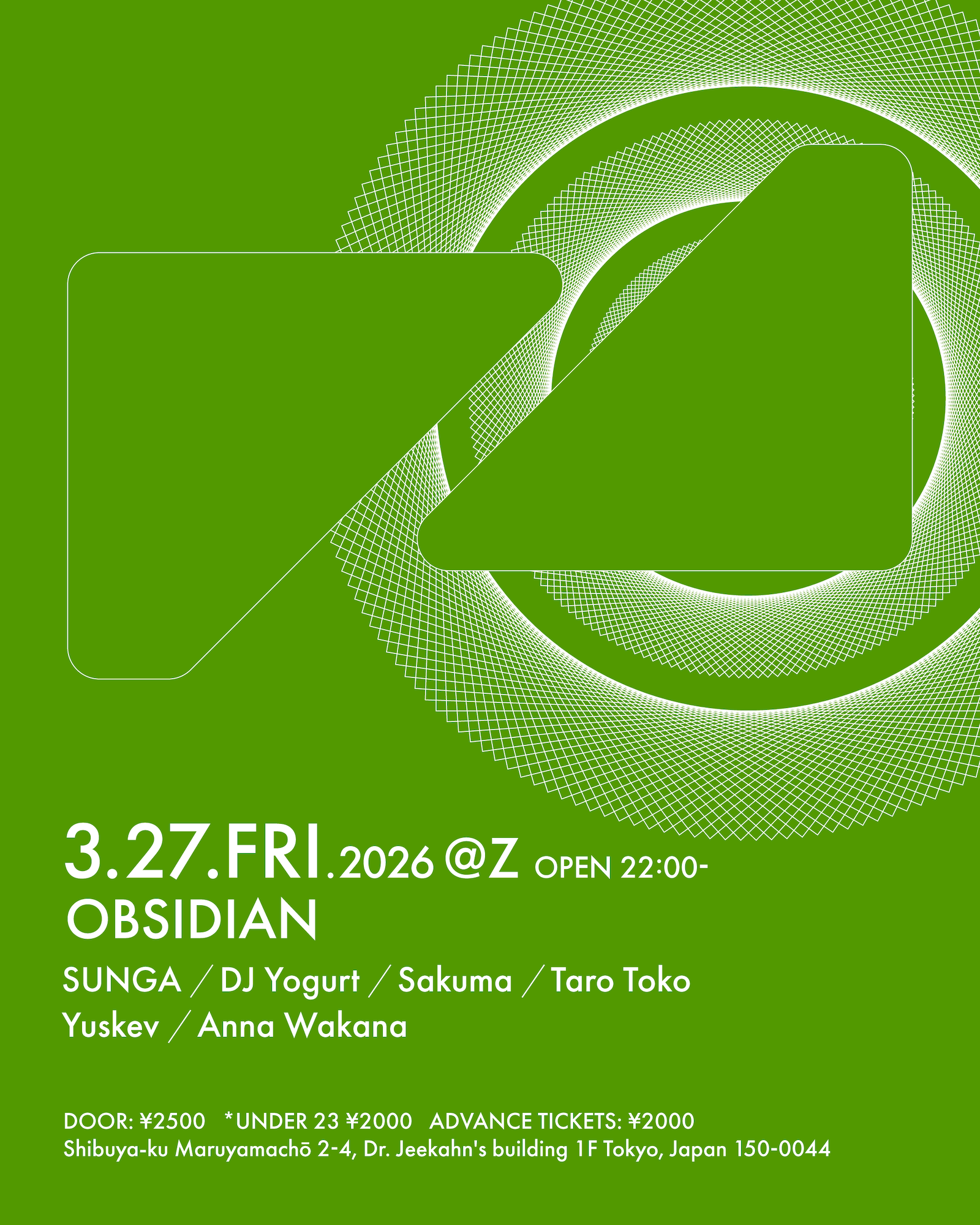 OBSIDIAN at Z Maruyama, Tokyo · Tickets