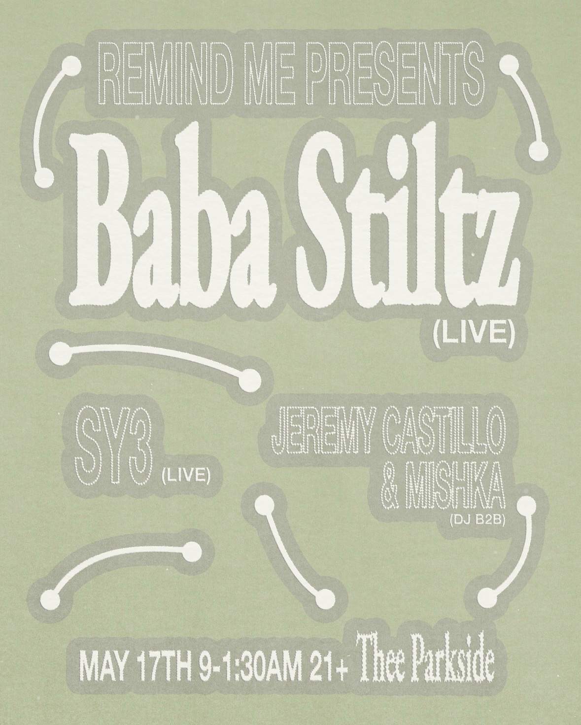 Remind Me presents Baba Stiltz (LIVE) + SY3 (LIVE) - フライヤー表