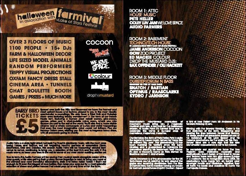 Audio Farm's Halloween Farmival with Pete Heller, Jamie Anderson, Gow, Coley and More - フライヤー裏