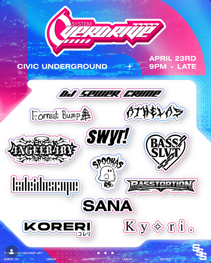 System Overdrive at Civic Underground, Sydney