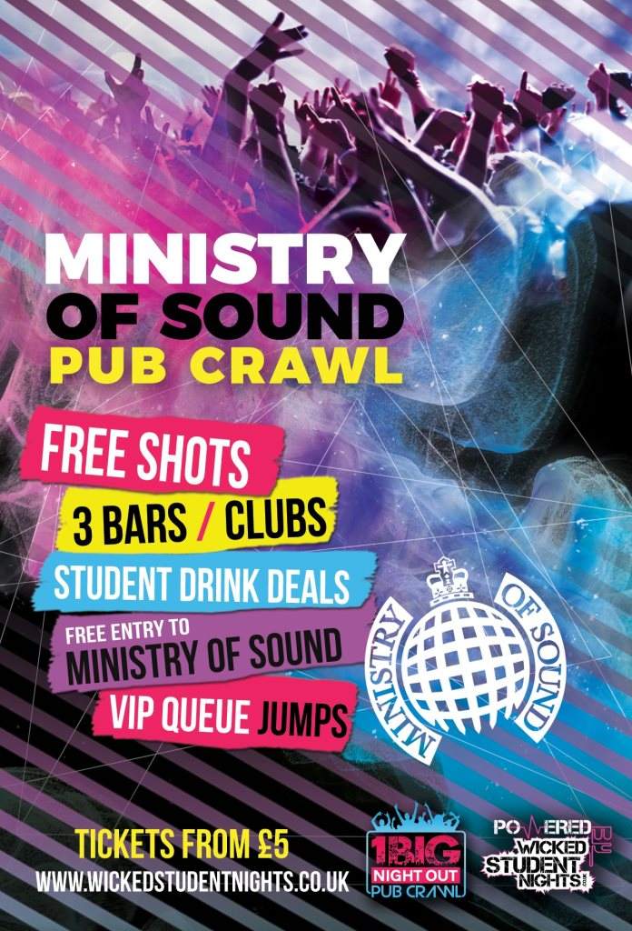 Ministry of Sound Pub Crawl - フライヤー表