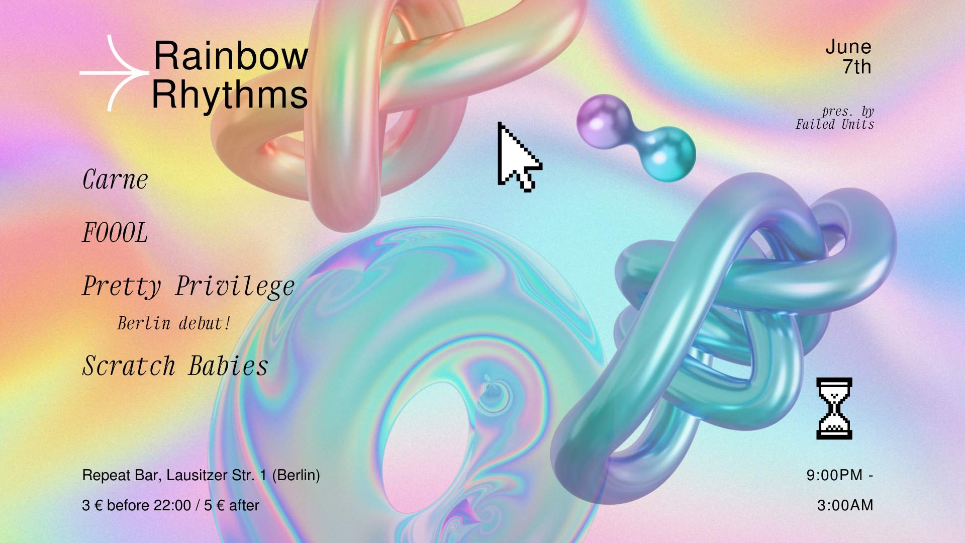 Rainbow Rhythms w. Pretty Privilege, Scratch Babies & FOOOL - フライヤー表