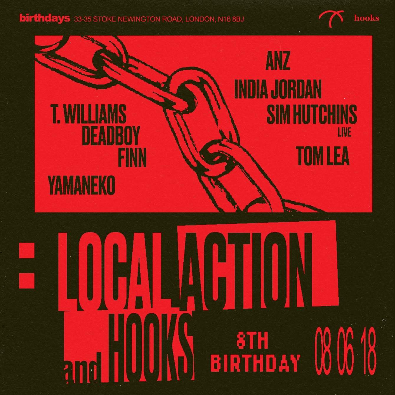 Hooks: Local Action 8th Birthday - フライヤー表