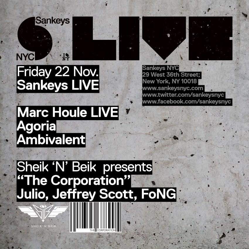 Sankeys Live: Marc Houle Live, Agoria, Ambivalent, Julio, Jeffery Scott, Fong - Página trasera