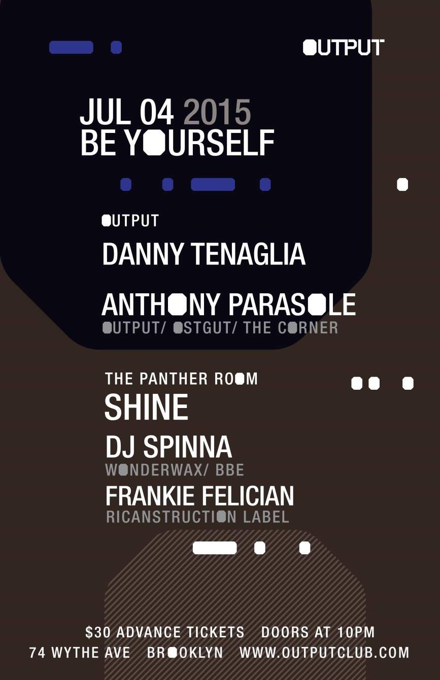 Be Yourself - Danny Tenaglia/ Anthony Parasole/ DJ Spinna/ Frankie Feliciano - Página frontal