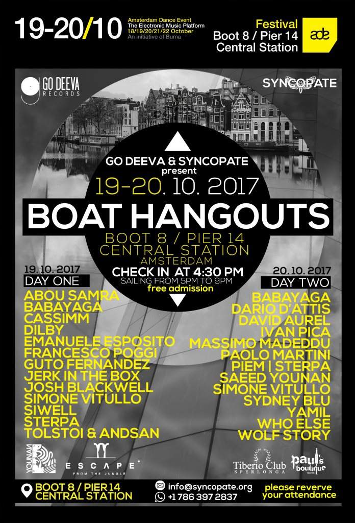 syncopate & Go Deeva Records present: Boat Hangouts Amsterdam (Day 2) - Página frontal