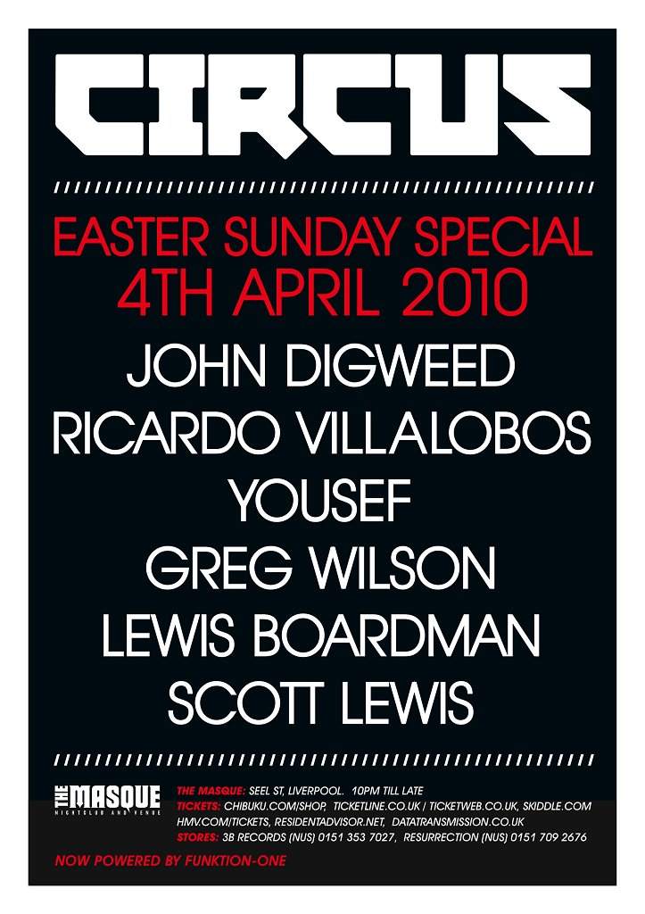 Circus. Easter Sunday with John Digweed, Ricardo Villalobos, Yousef & Greg Wilson - Página frontal