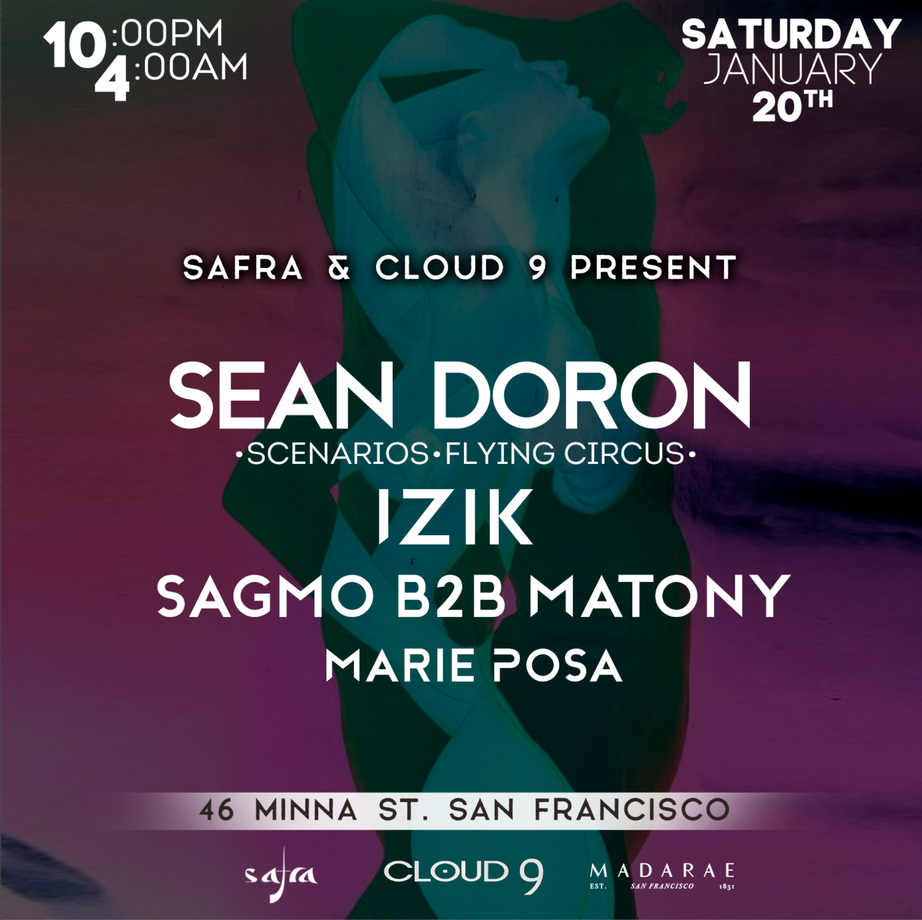 Safra and Cloud 9 present Sean Doron (Flying Circus, Scenarios) - Página frontal