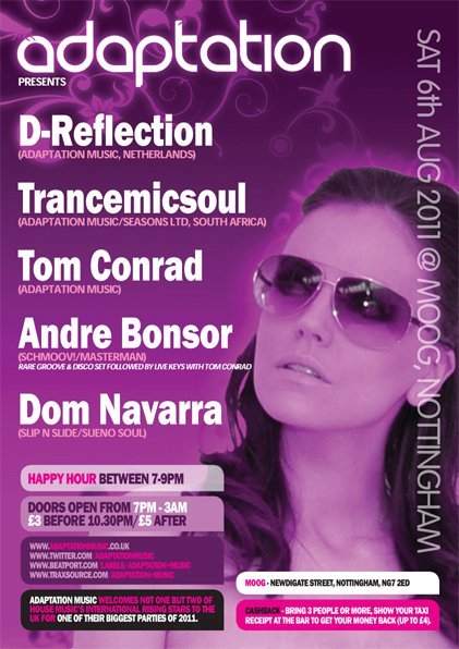 Adaptation presents: D-Reflection, Trancemicsoul and Tom Conrad - Página frontal