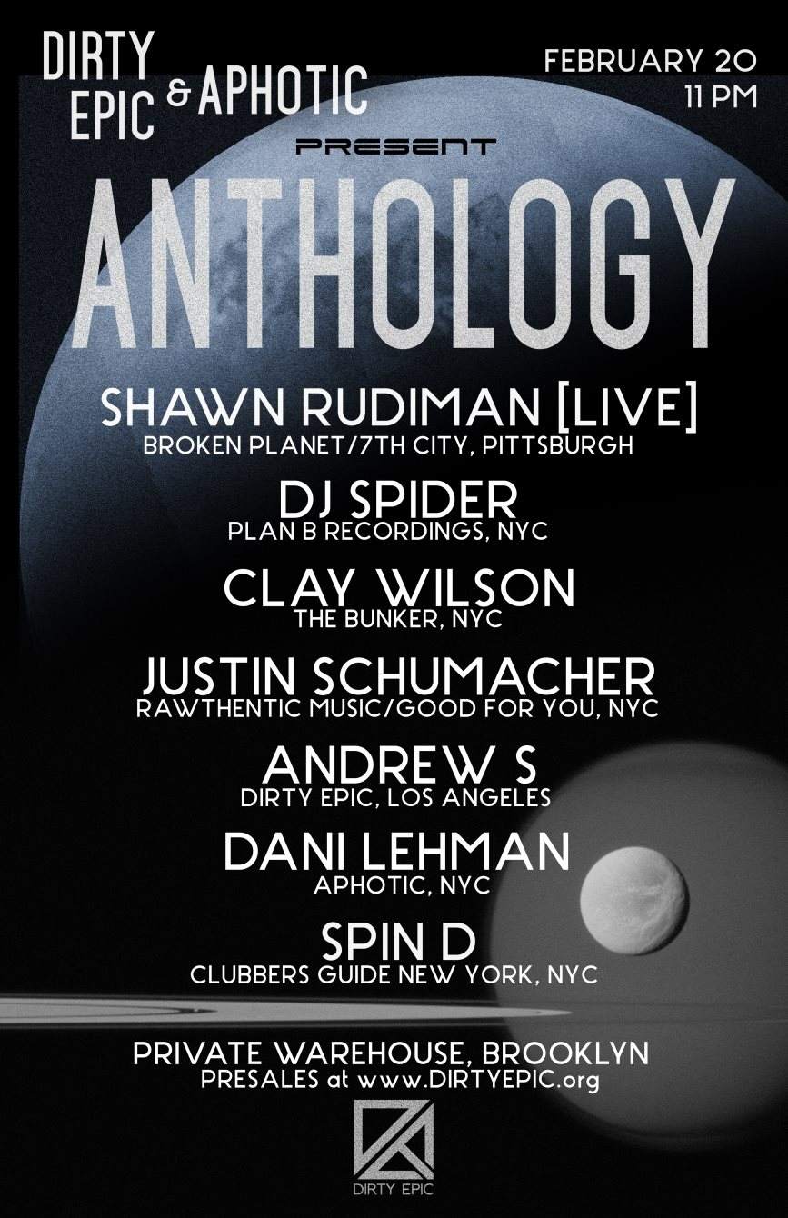 DE and Aphotic Pres. Anthology w. Shawn Rudiman, DJ Spider and Clay Wilson - Página frontal