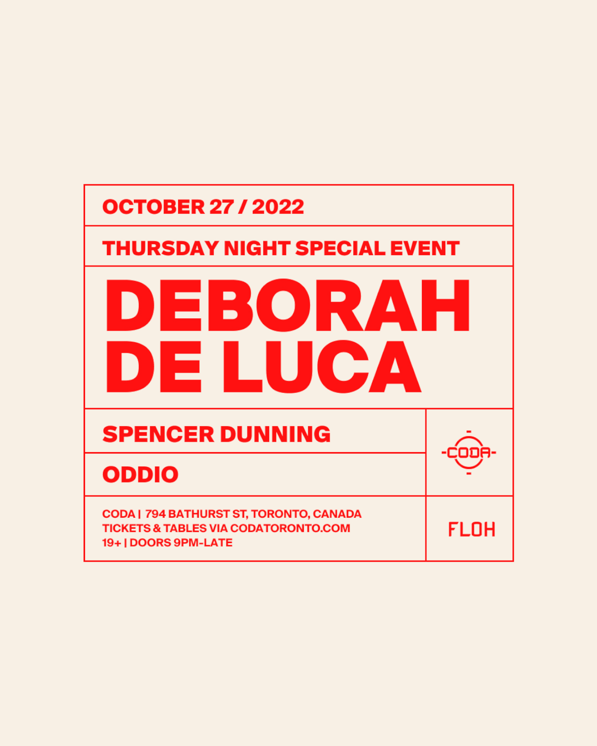 Deborah De Luca at Coda, Toronto