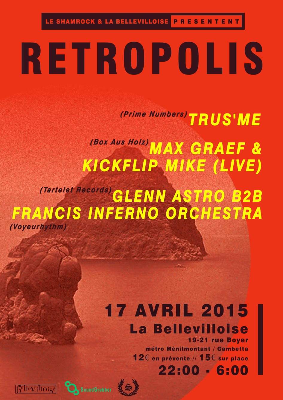 Retropolis 2015: Trus'me, Max Graef (Live), Francis Inferno Orchestra B2B Glenn Astro, Mézigue - フライヤー裏