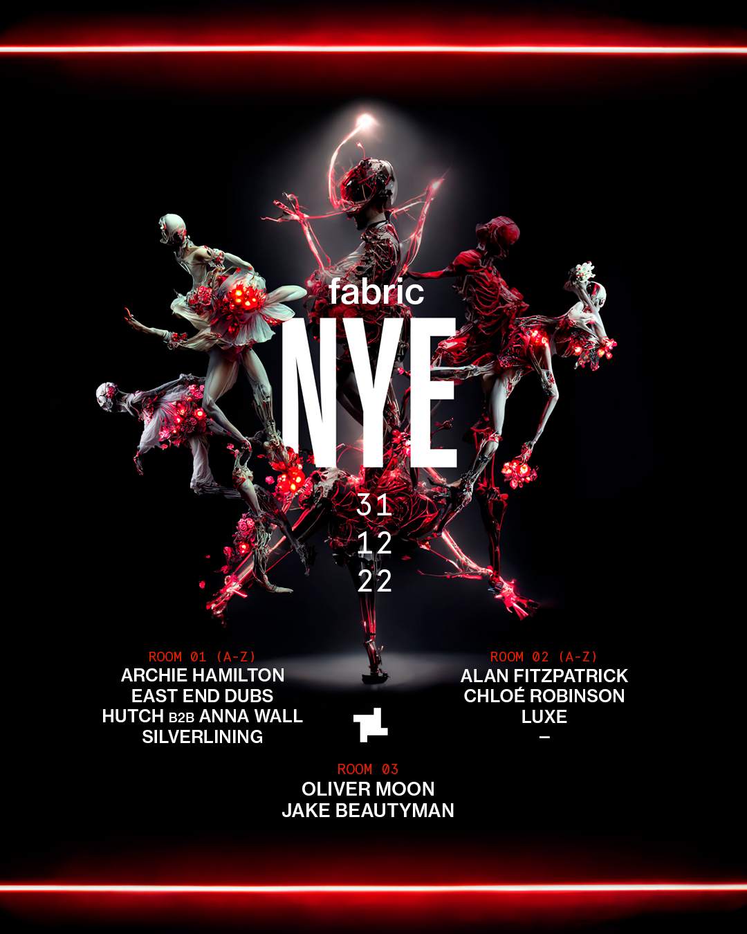 fabric: NYE - Alan Fitzpatrick, East End Dubs, Chloé Robinson, Archie Hamilton + more - フライヤー表