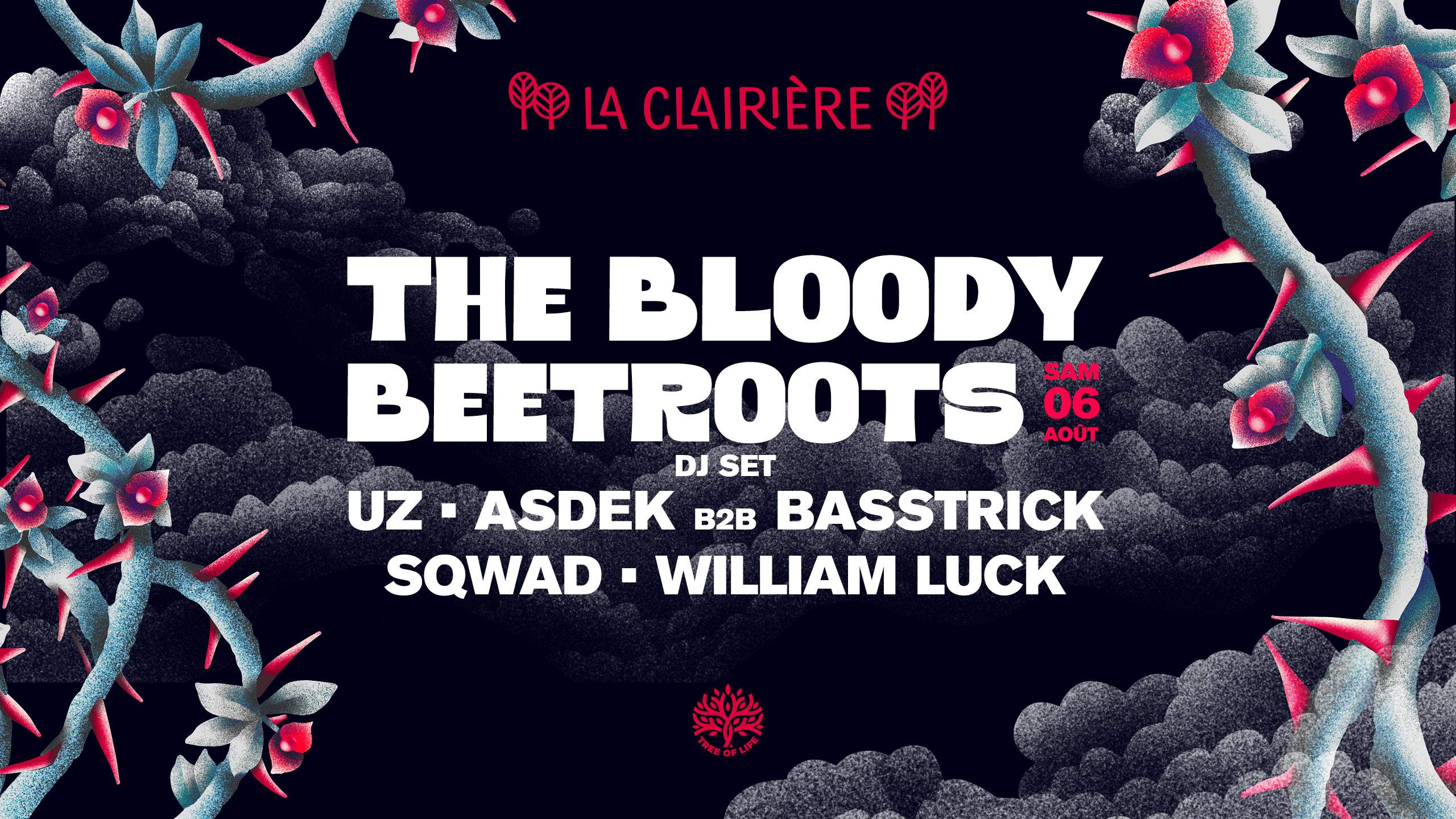 La Clairière: The Bloody Beetroots, Uz, ASDEK B2B BASSTRICK, SQWAD, WILLIAM LUCK - Página frontal