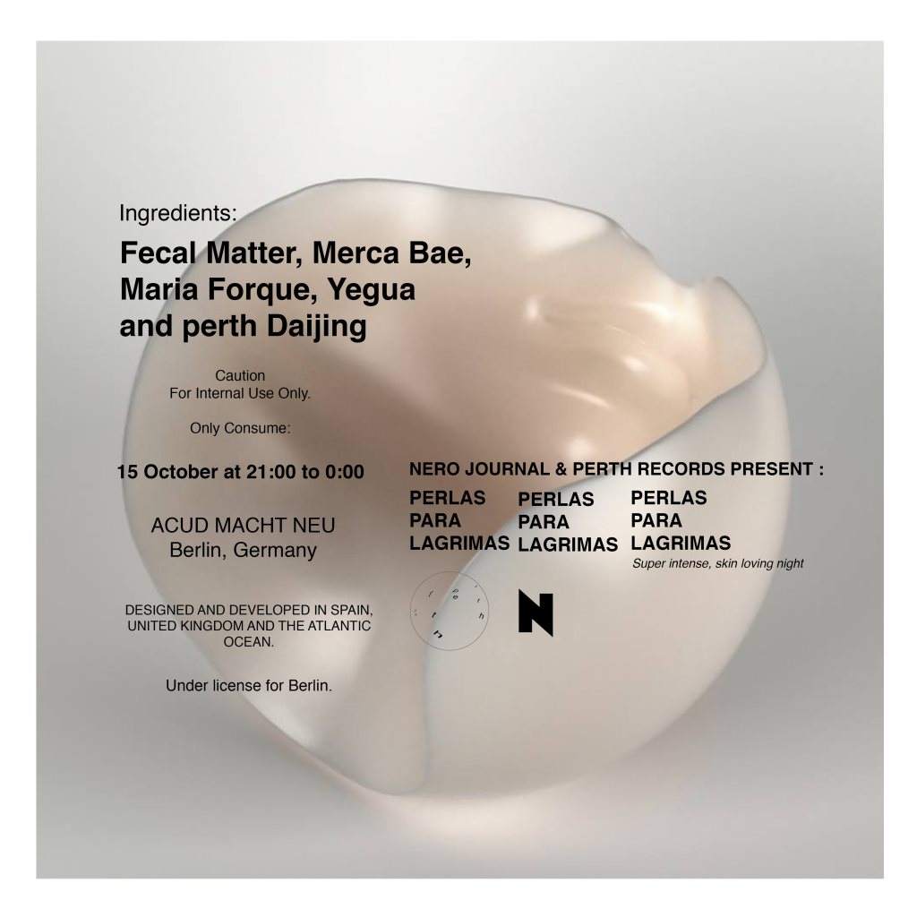 Nero Journal & Perth Records presents: Perlas Para Lágrimas - フライヤー表
