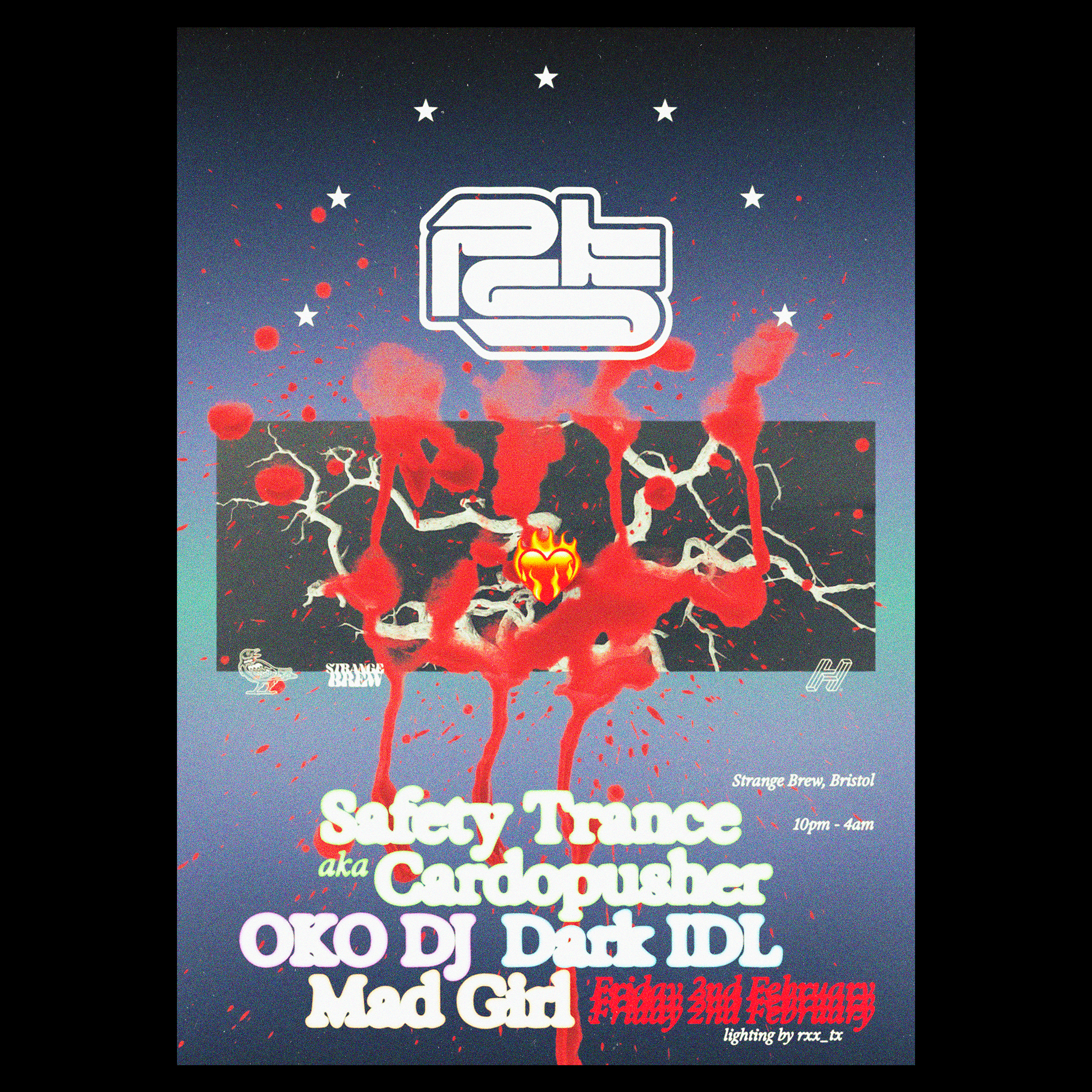 PTS ϟ Safety Trance, OKO DJ, Dark IDL, Mad Girl - フライヤー表